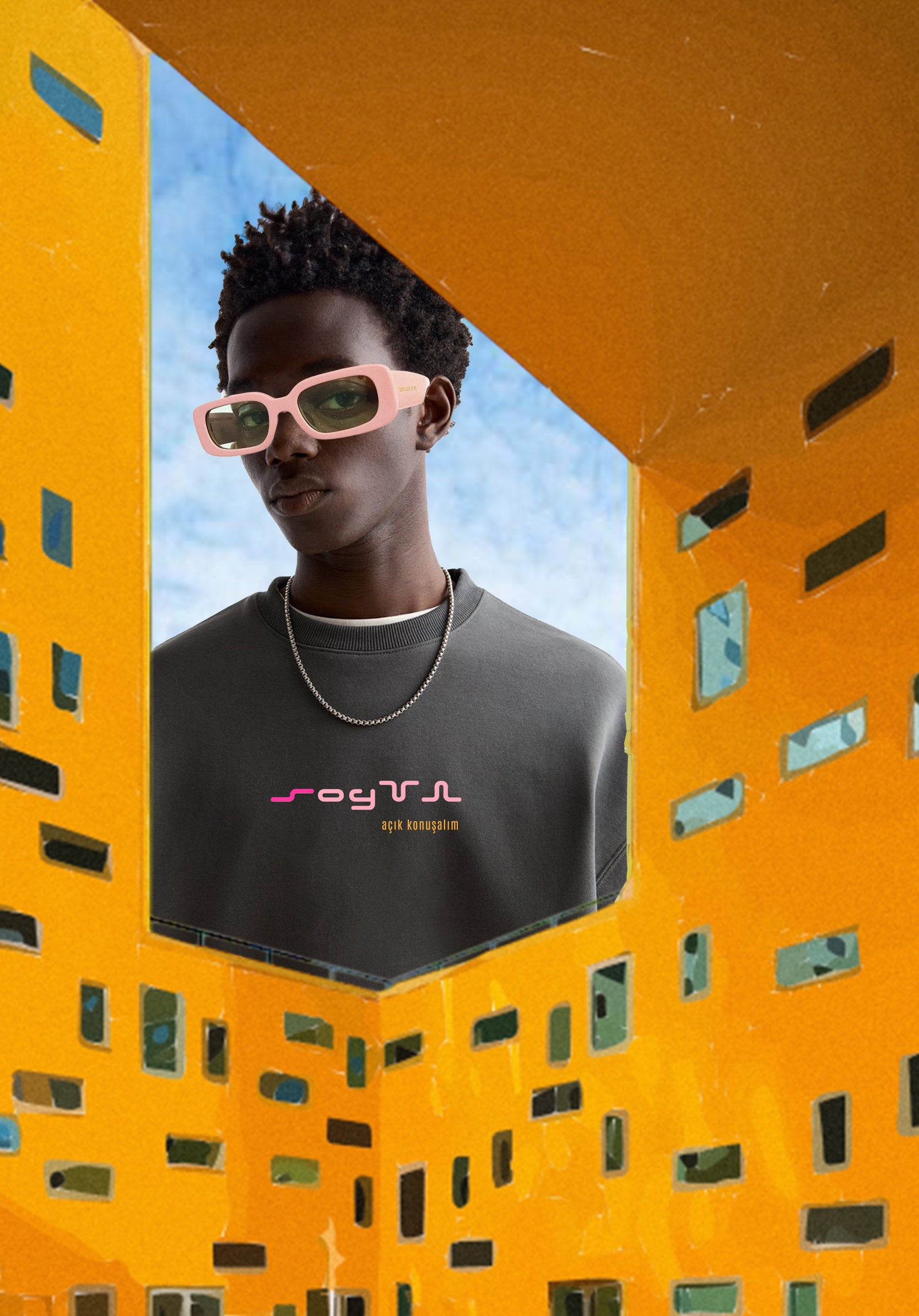 “Soyun, anlaşalım” oversize koyu gri sweatshirt - melongeneCo