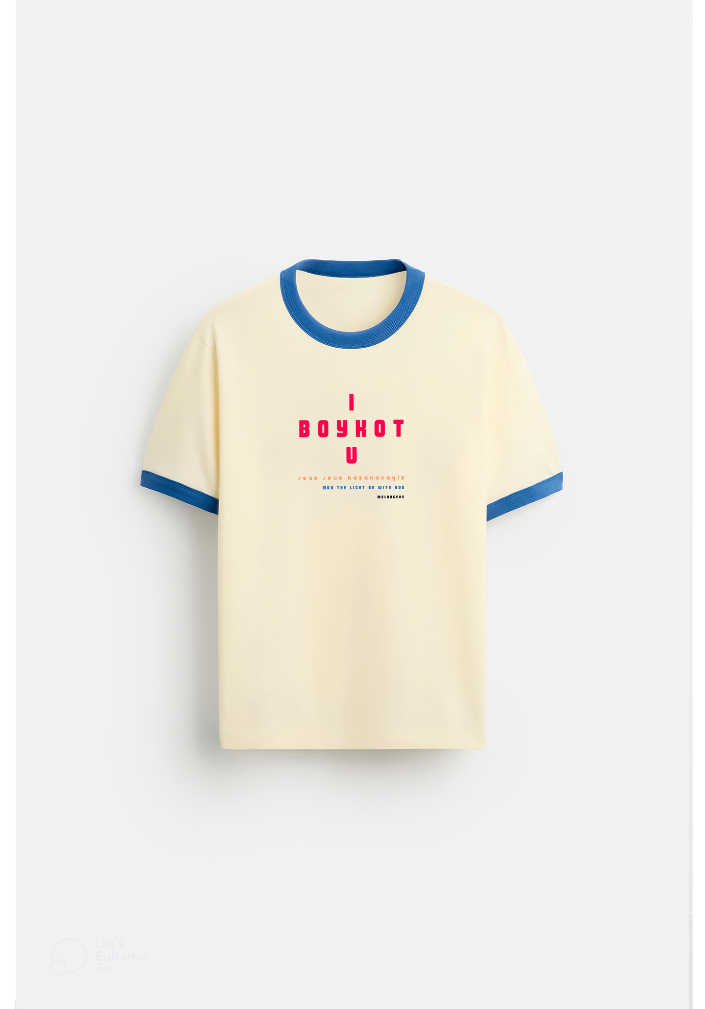 I boykot u beyaz slim fit midi tişört - melongeneCo