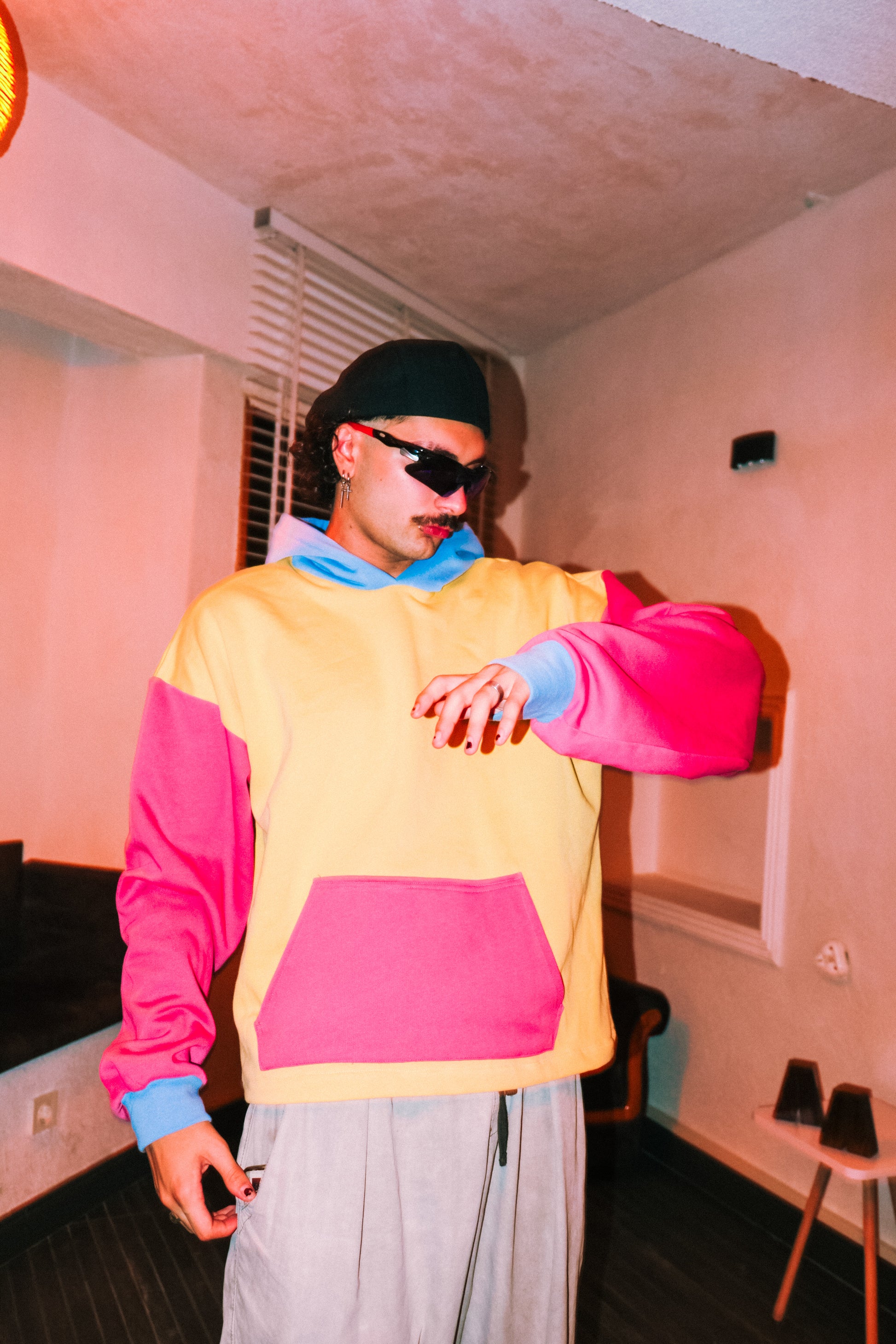 Özel tasarım renkli ama sarı oversize hoodie - melongeneCo