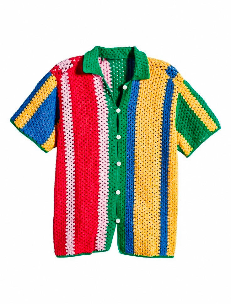 Örgü çizgili colorful gömlek / - melongeneCo