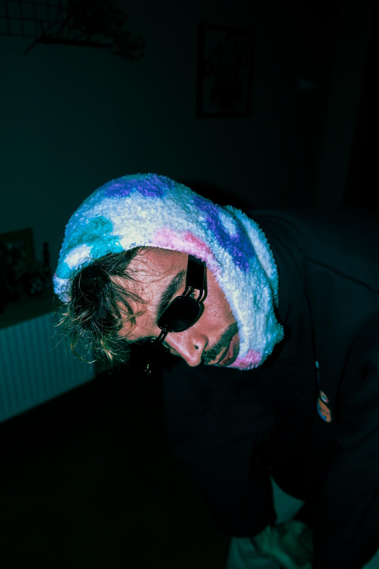 Çiçekli peluş kar maskesi bere - melongeneCo