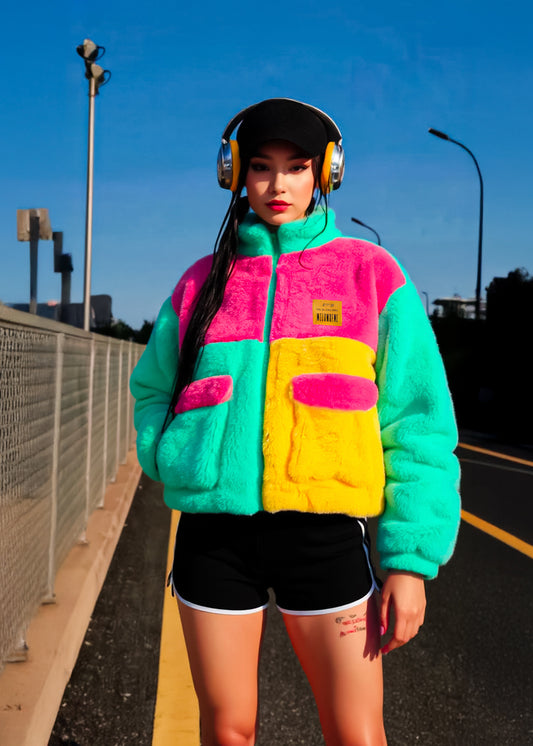 Mint & renkli long uzun welsoft polar ceket - melongeneCo