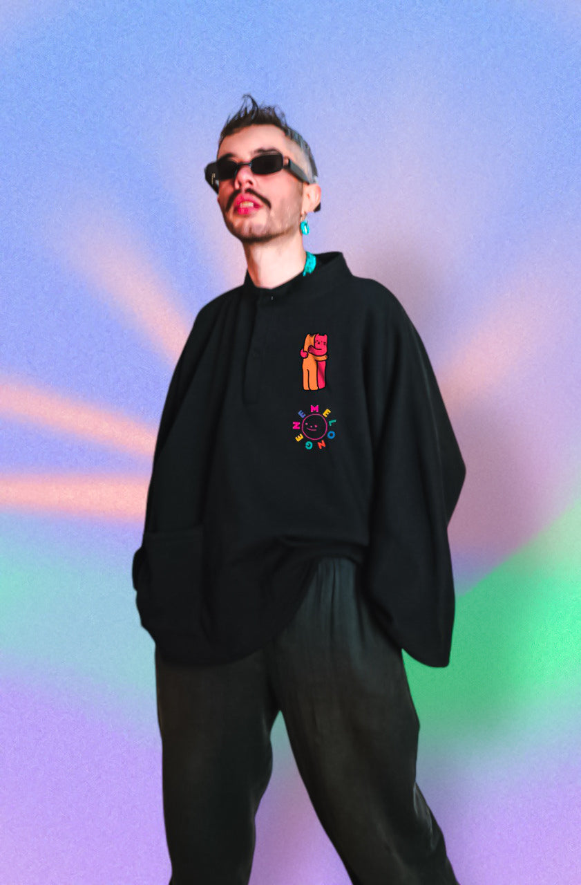 Do you love me midi siyah oversize sweatshirt - melongeneCo