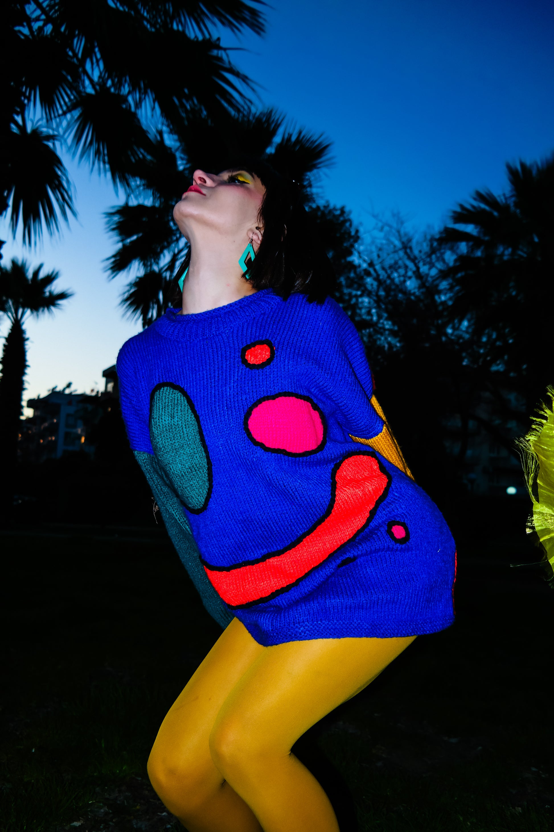 smile face renkli örgü kazak - melongeneCo