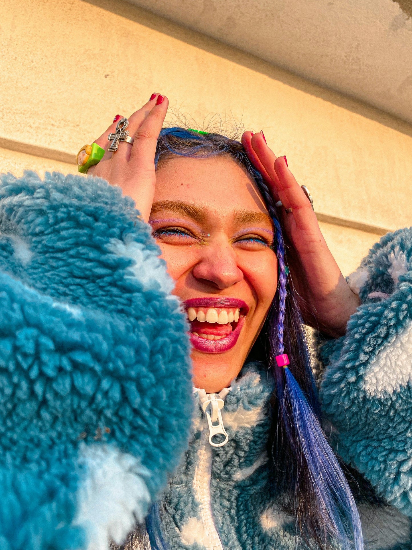 Bulutlu crop peluş ceket