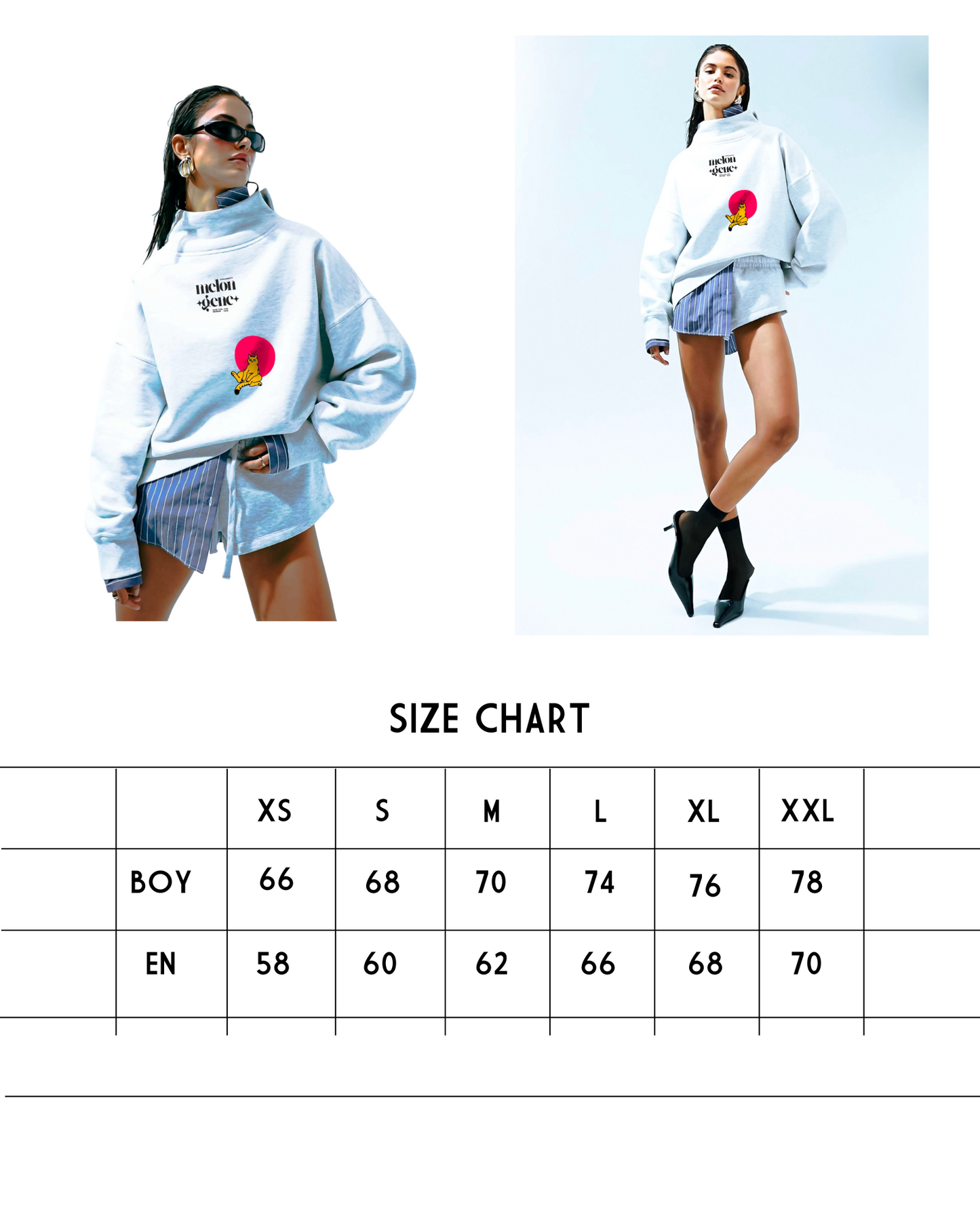 Bi kedi varmış dünyadan şok sıkılmış / oversize tasarım siyah bej sweatshirt