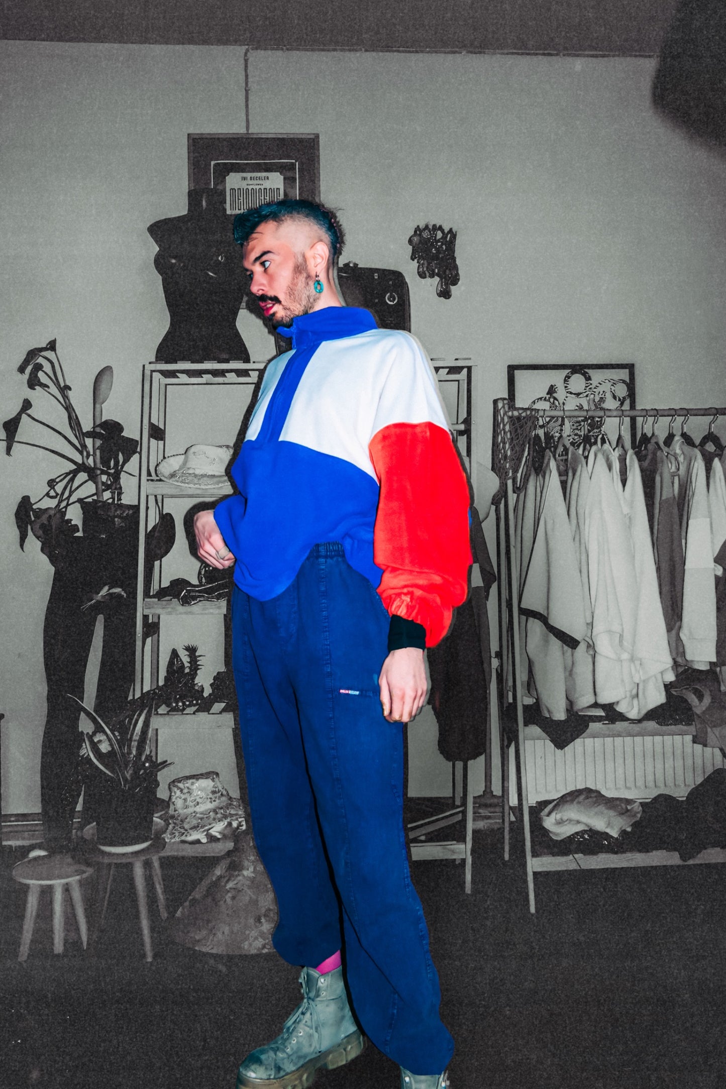 Baharlık renkli oversize polar sweatshirt