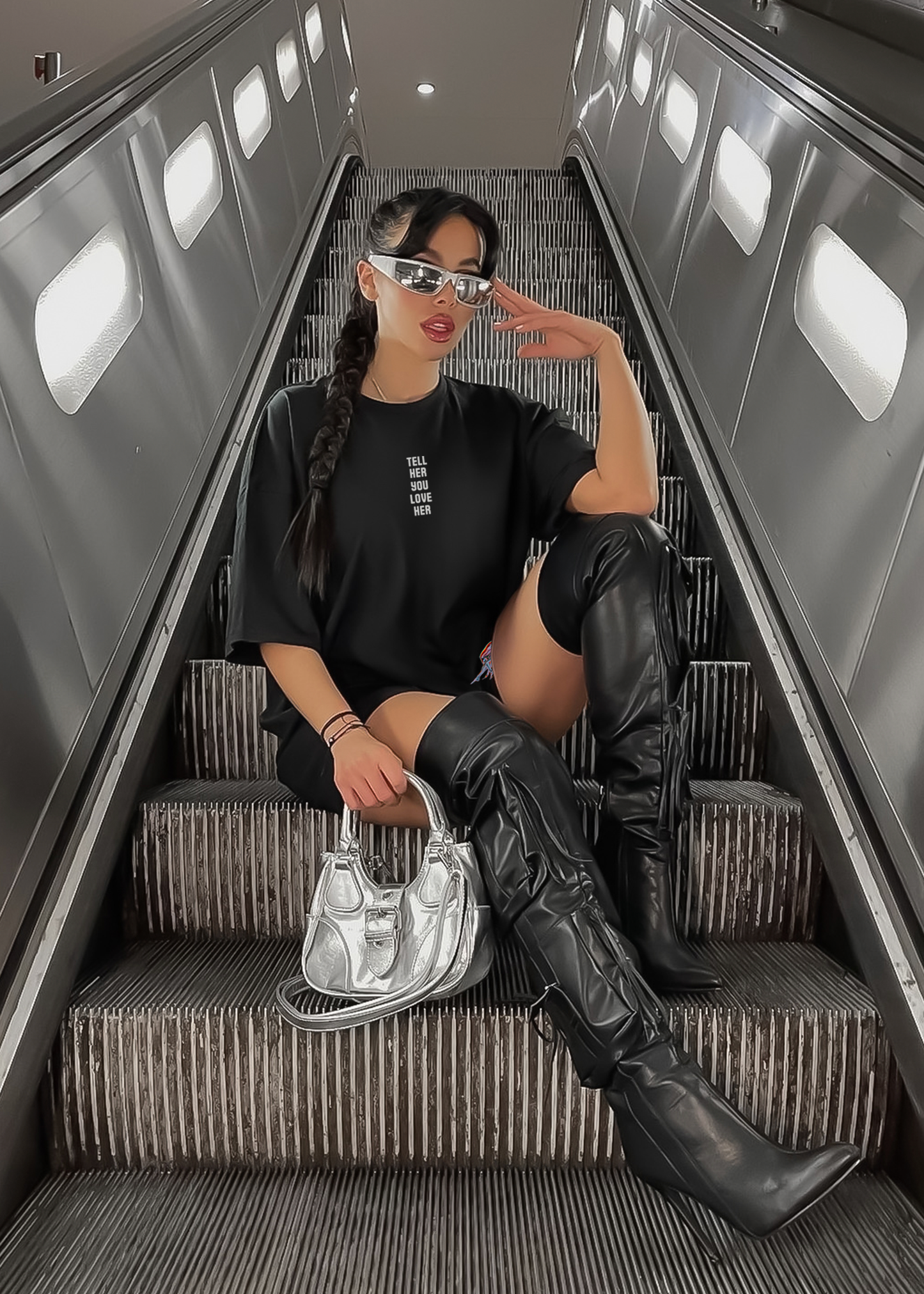 Tell her you love her oversize siyah tişört - melongeneCo