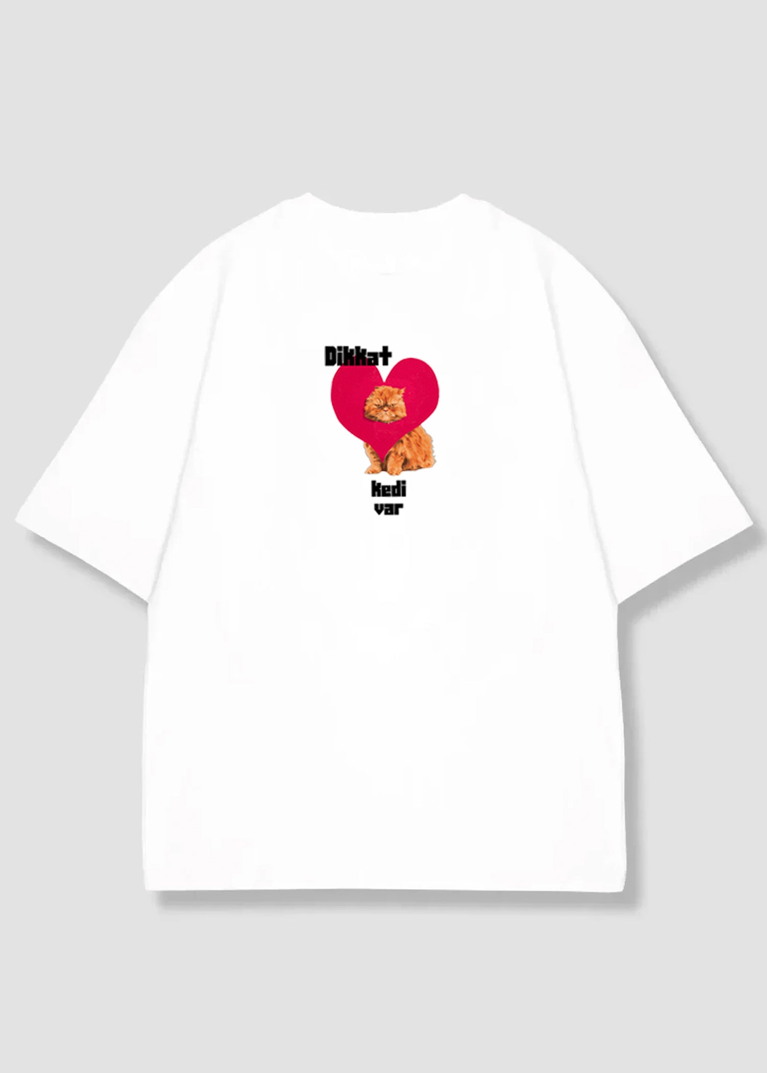 Don•t worry be a kedi beyaz oversize tişört - melongeneCo