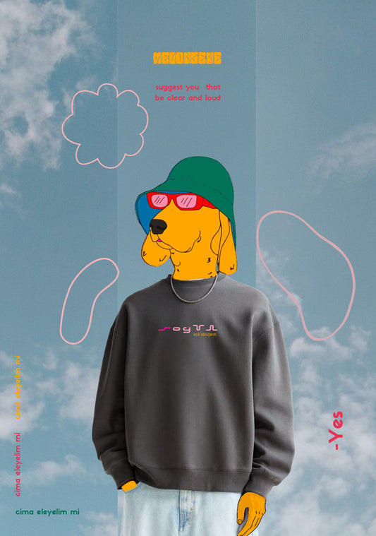 “Soyun, anlaşalım” oversize koyu gri sweatshirt - melongeneCo