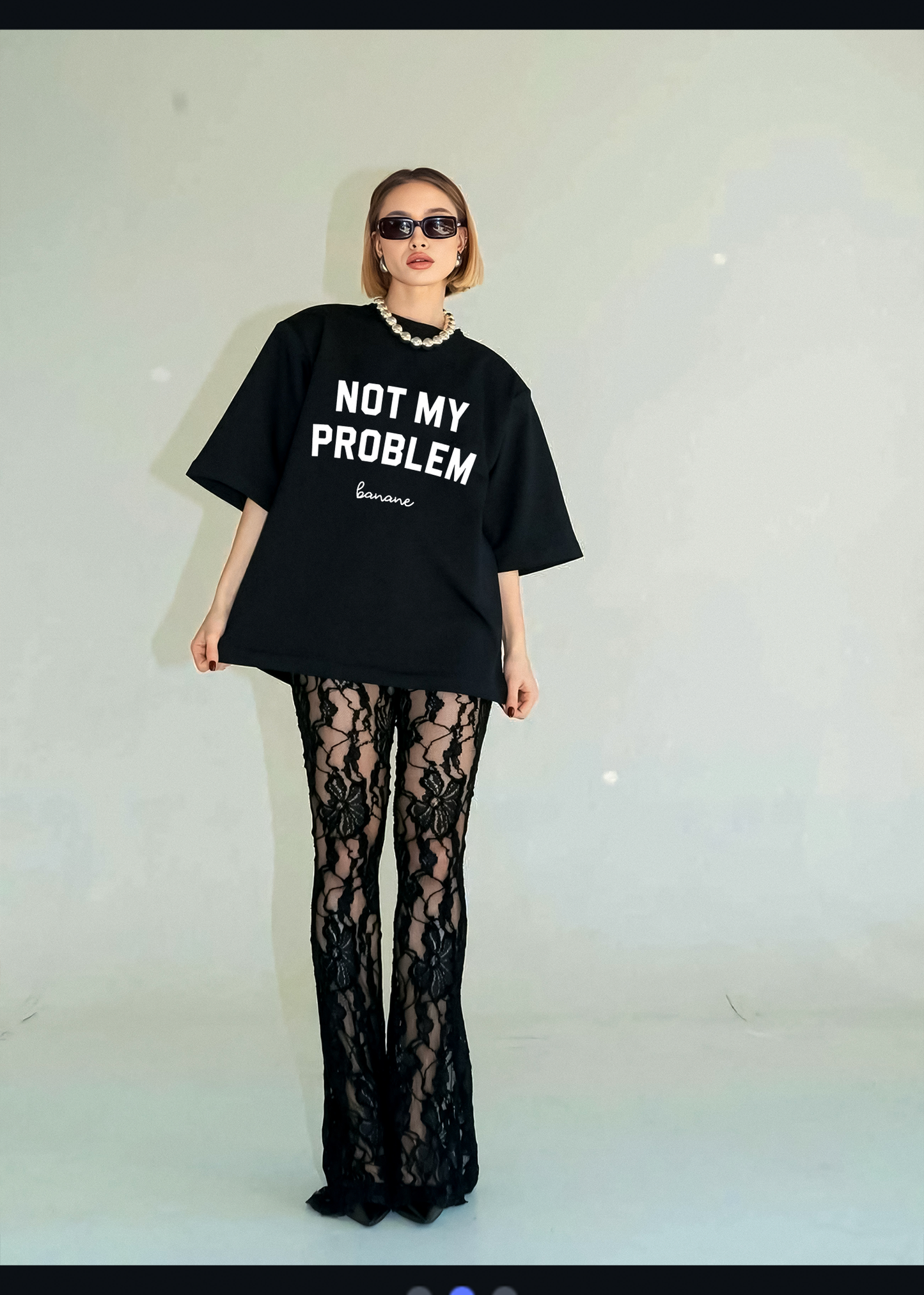 Not my problem, banane siyah oversize tişört