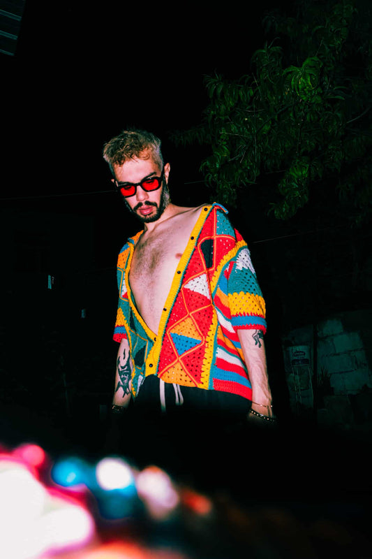 Örgü colorful but desenli gömlek - melongeneCo