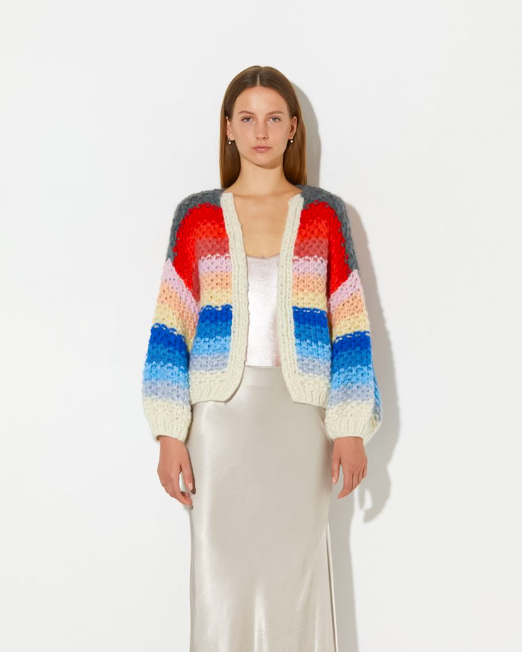 Örgü çizgili ceket - melongeneCo