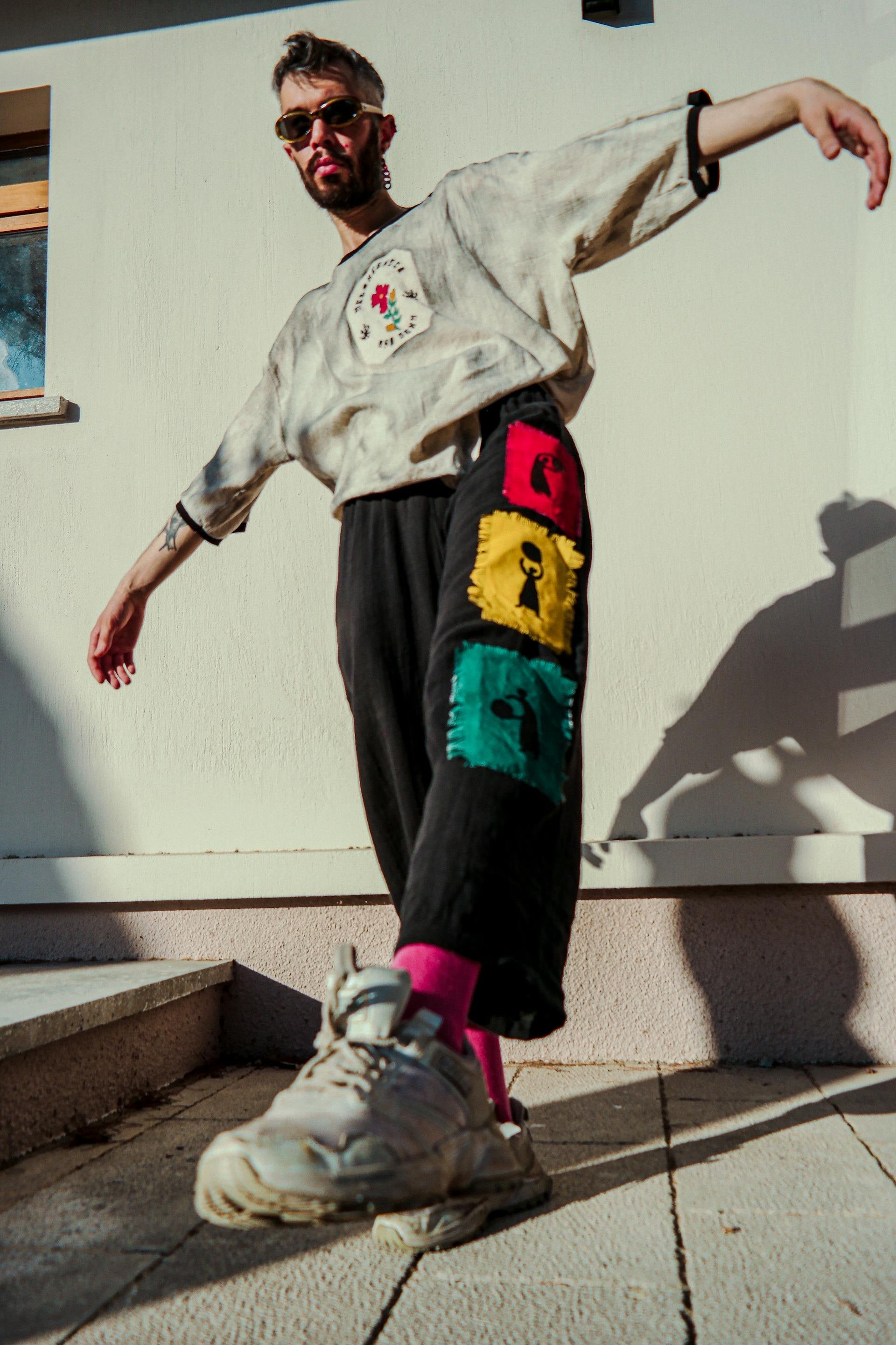 Siyah color kadim müslin pantolon - melongeneCo