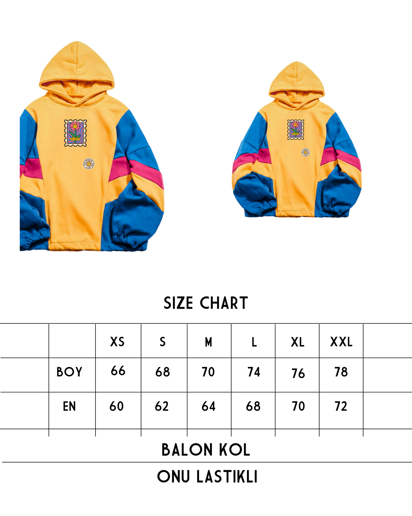 Dansetsiktiret Oversize çok renkli sarı sweatshirt hoodie - melongeneCo