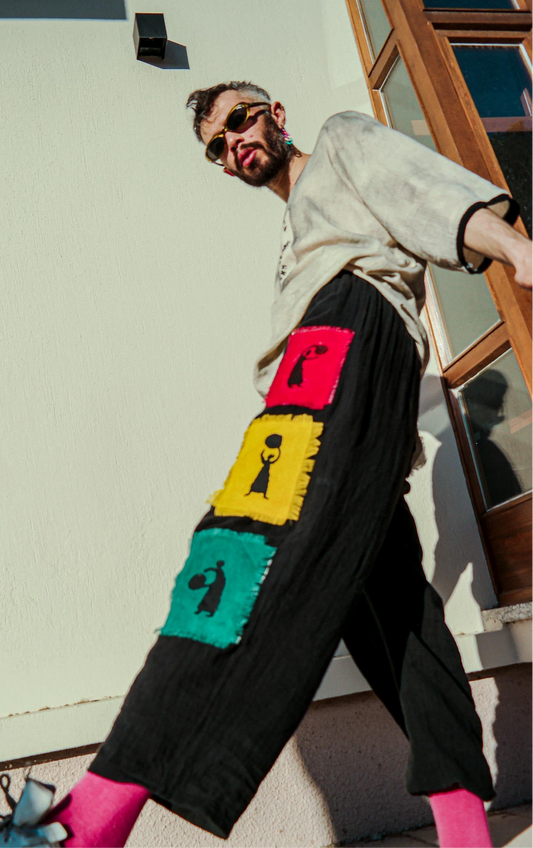 Siyah color kadim müslin pantolon - melongeneCo