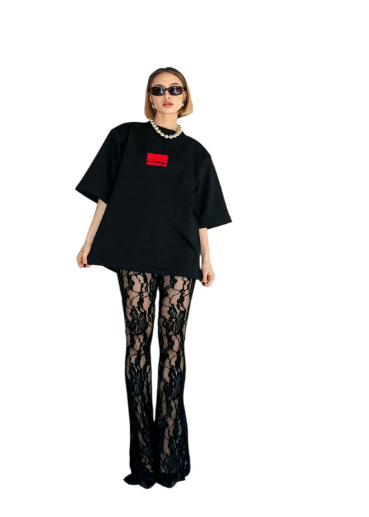 Cima eyleyelim mi siyah oversize tişört - melongeneCo