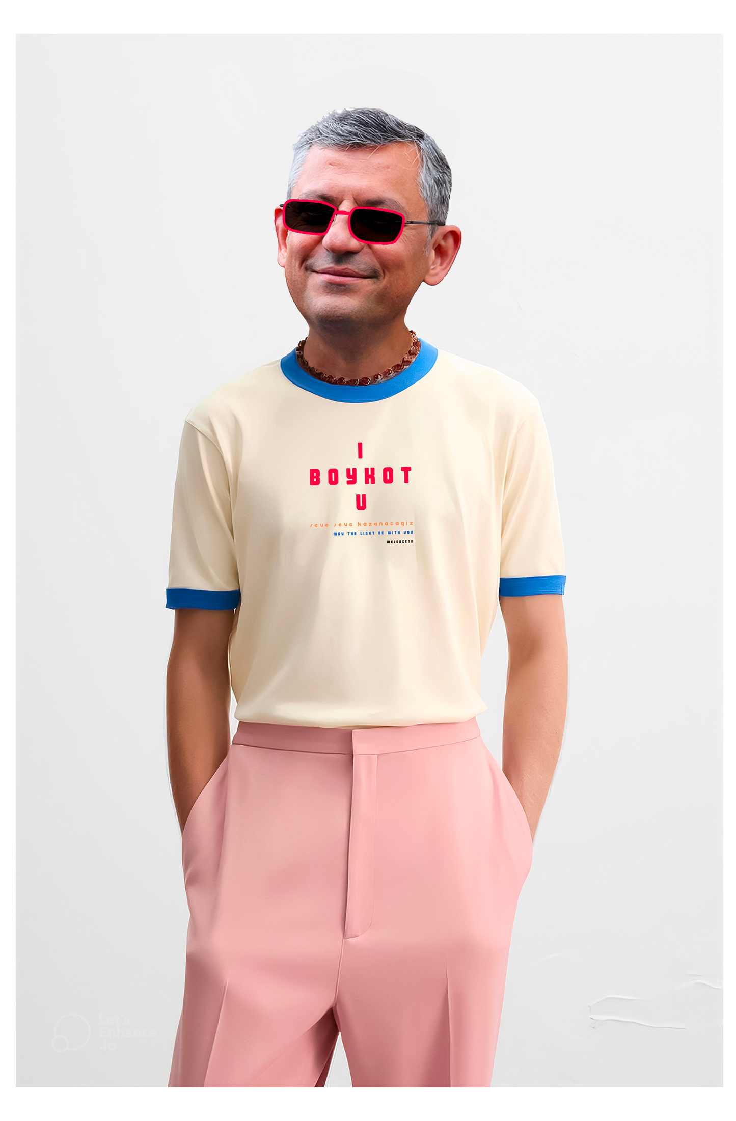 I boykot u beyaz slim fit midi tişört - melongeneCo
