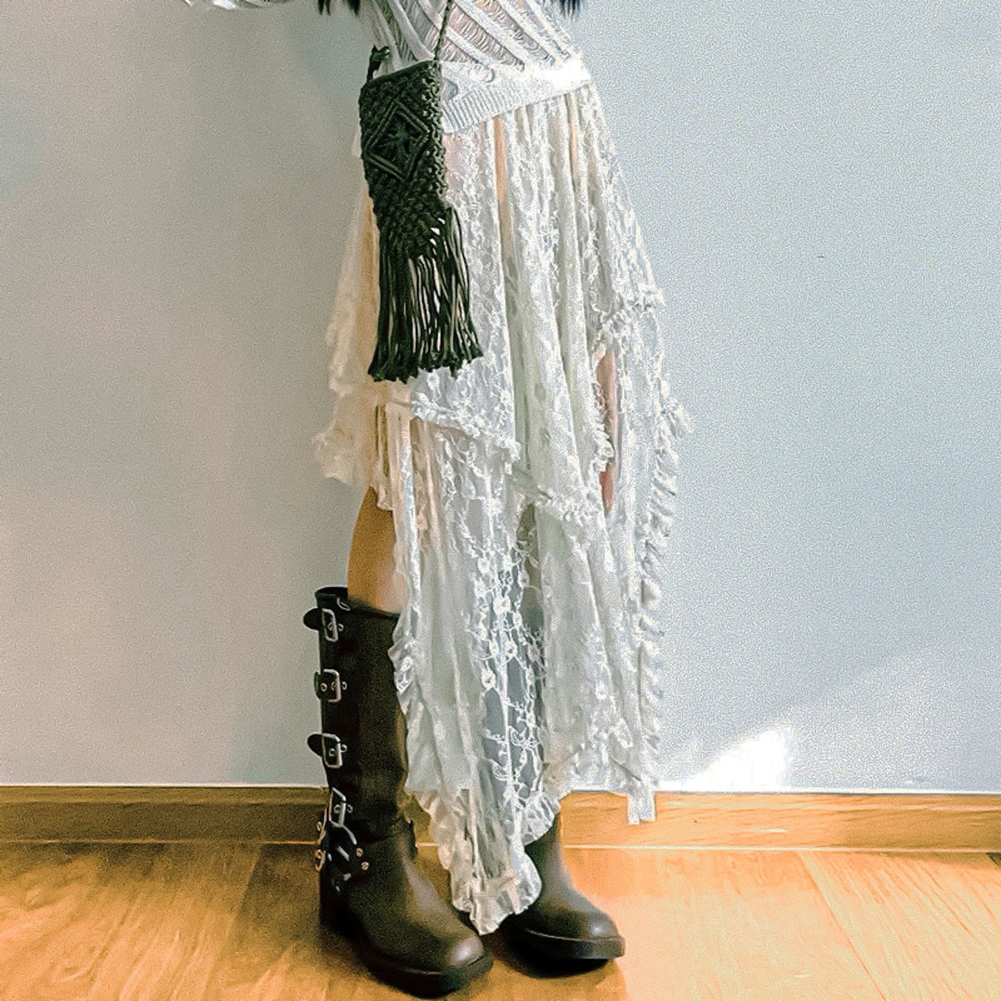 Gotik, fairy saçaklı tül etek fırfır & çiçek