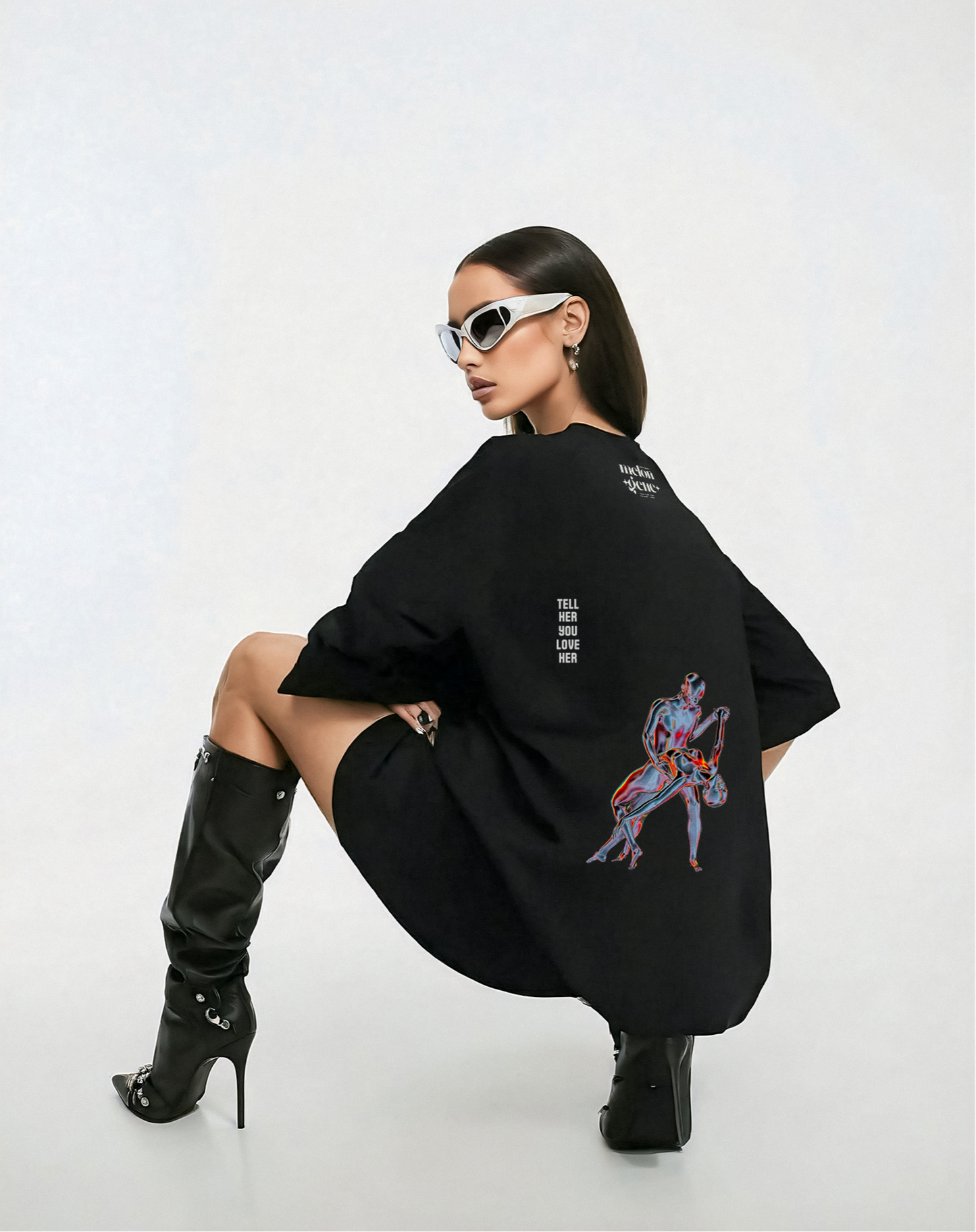 Tell her you love her oversize siyah tişört - melongeneCo