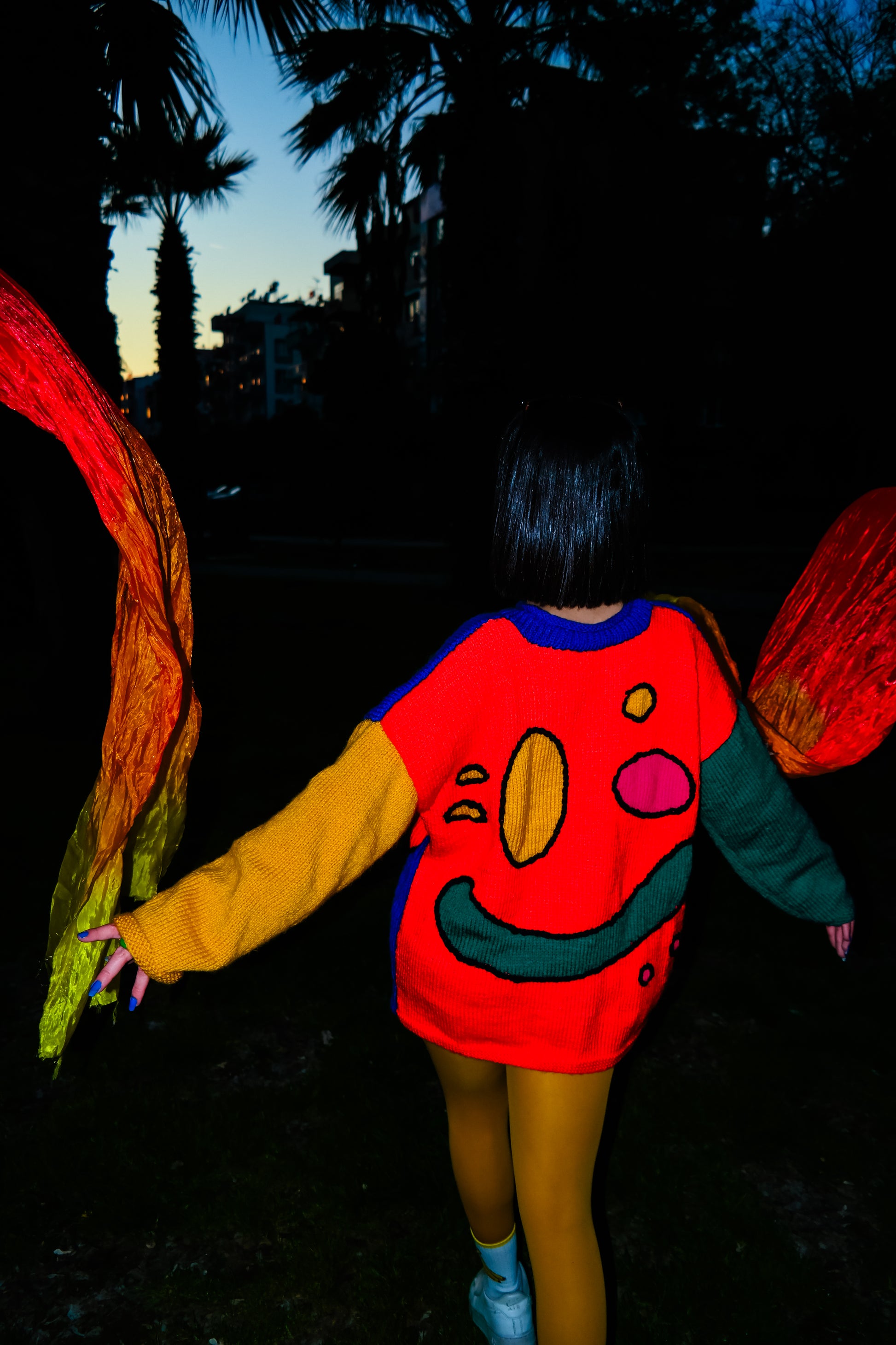 smile face renkli örgü kazak - melongeneCo