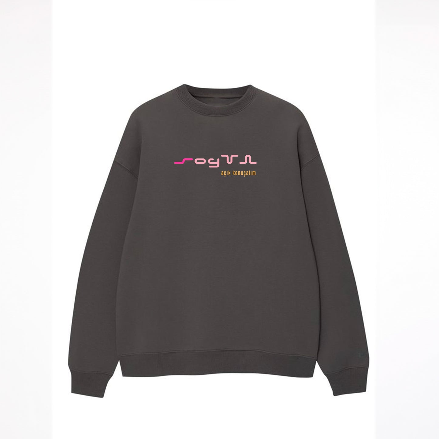 “Soyun, anlaşalım” oversize koyu gri sweatshirt - melongeneCo