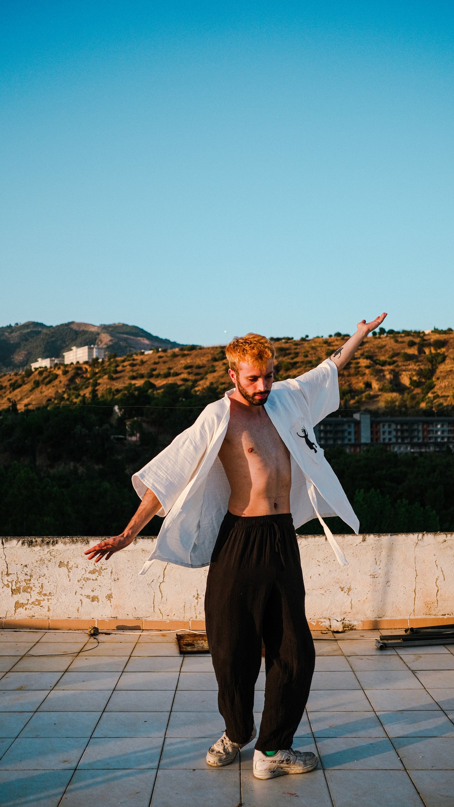 Colorkadym müslin beyaz kimono - melongeneCo