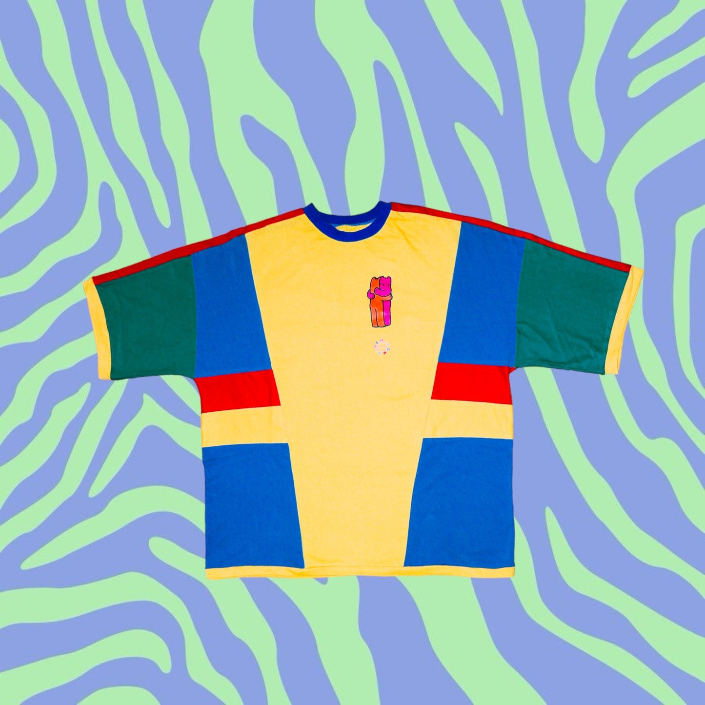 Koşulsuz sarılmayı özledim Oversize çok renkli sarı hugme tişört - melongeneCo