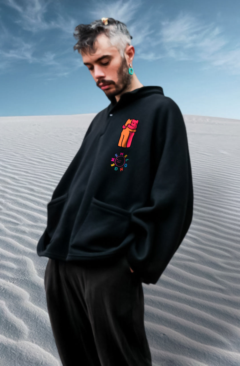 Do you love me midi siyah oversize sweatshirt - melongeneCo