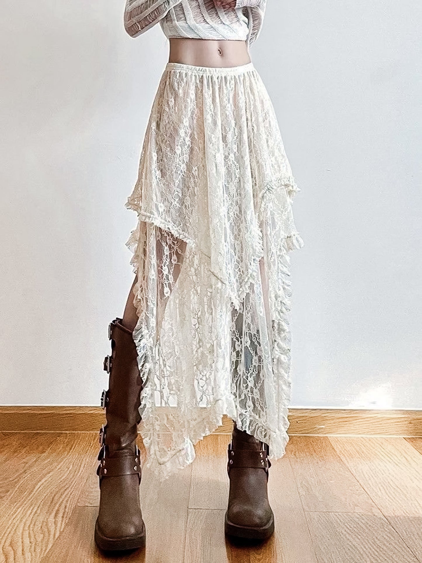 Gotik, fairy saçaklı tül etek fırfır & çiçek