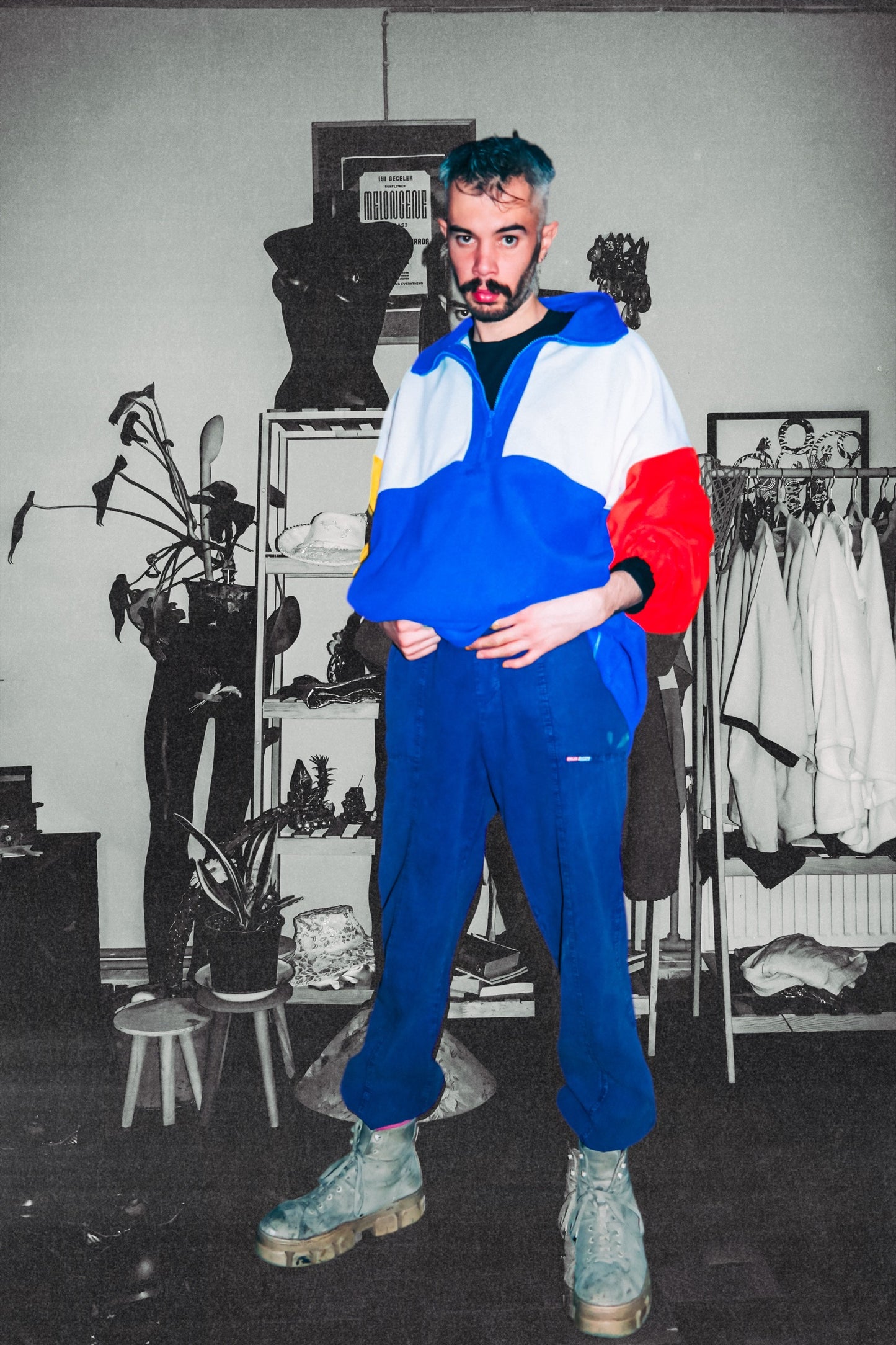 Baharlık renkli oversize polar sweatshirt