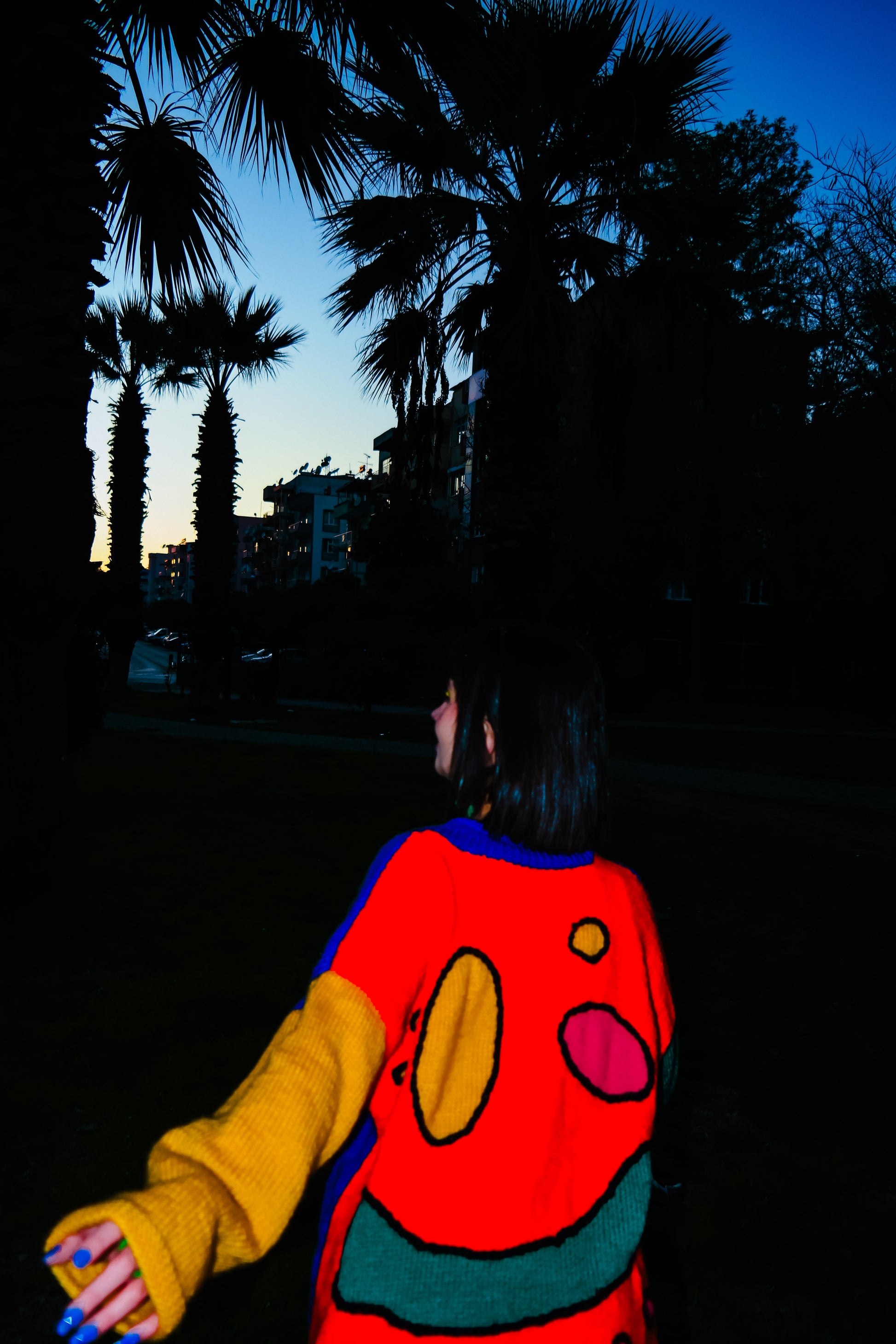 smile face renkli örgü kazak - melongeneCo