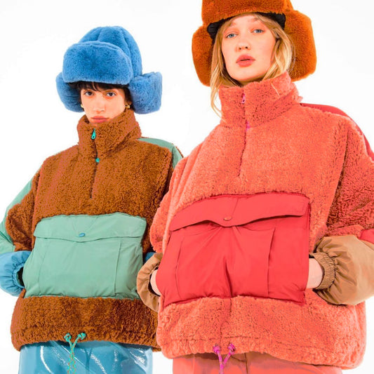 Turuncu veya tarçın welsoft color blok sweatshirt - melongeneCo