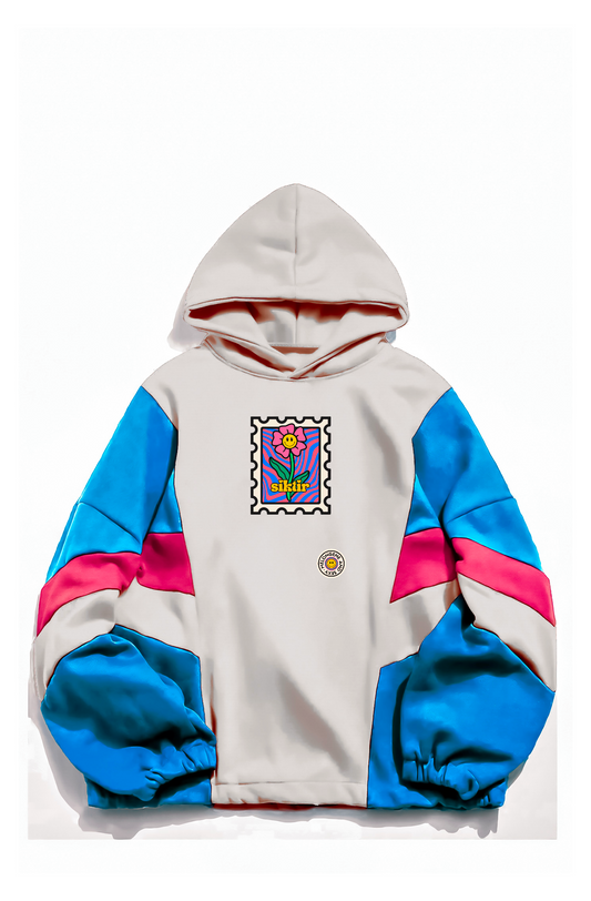Siktir” desenli tasarım Oversize çok renkli bej sweatshirt hoodie - melongeneCo