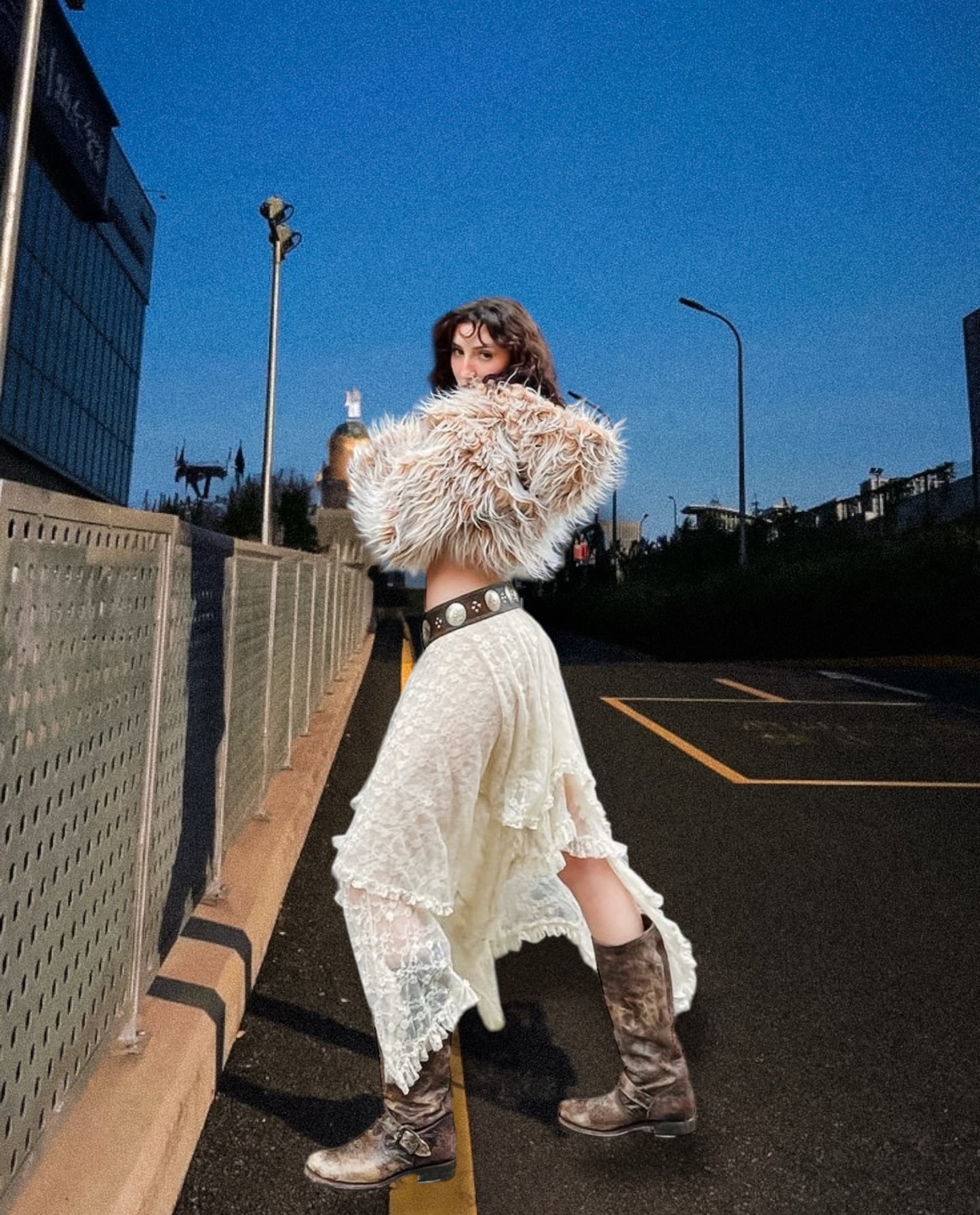 Gotik, fairy saçaklı tül etek fırfır & çiçek