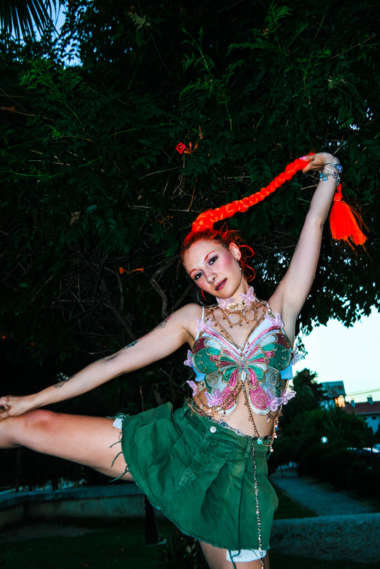 Nakış kelebek peri crop top - melongeneCo