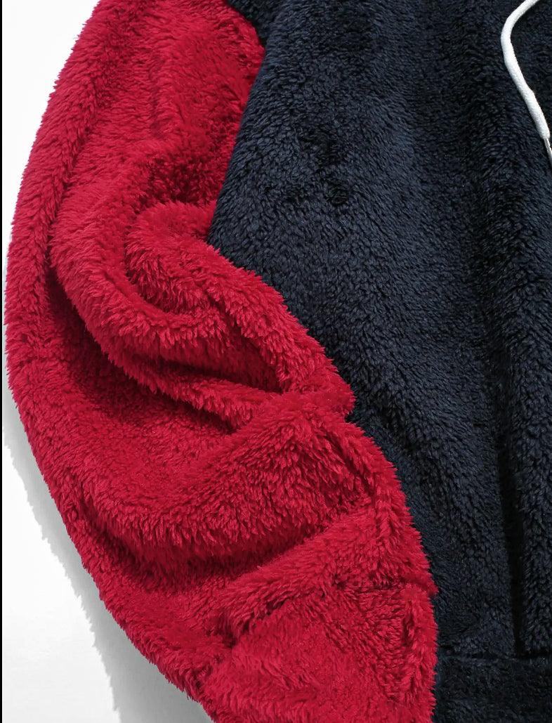 Black Red & Cream welsoft fluffy hoodie - melongeneCo
