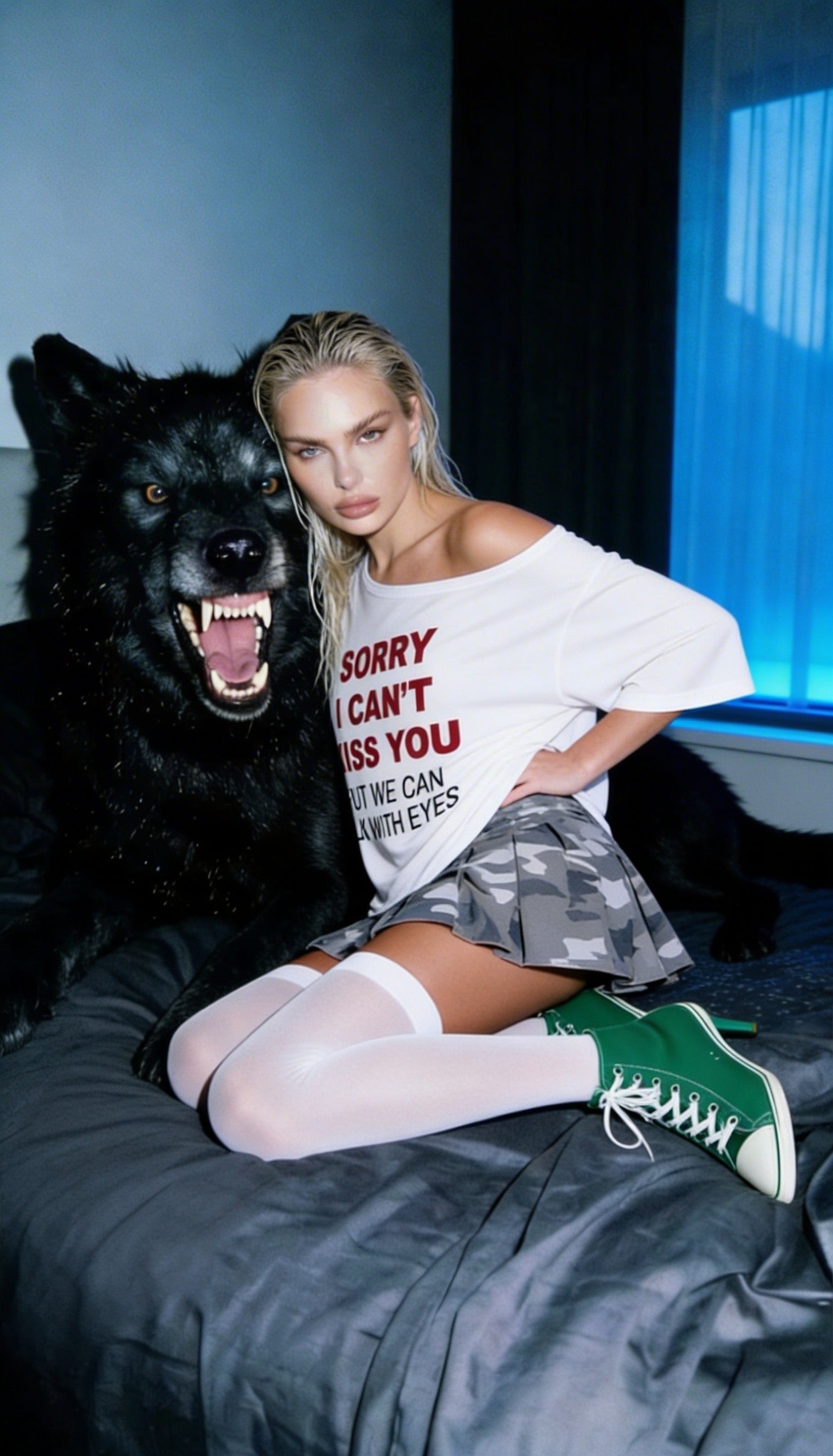 Sorry I can’t kiss you omuzu açık tişört - melongeneCo