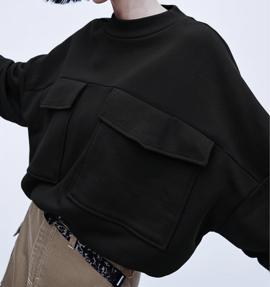 Bej & siyah midi sweatshirt - melongeneCo