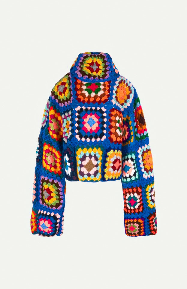 Örgü kareler morcivert kazak - melongeneCo