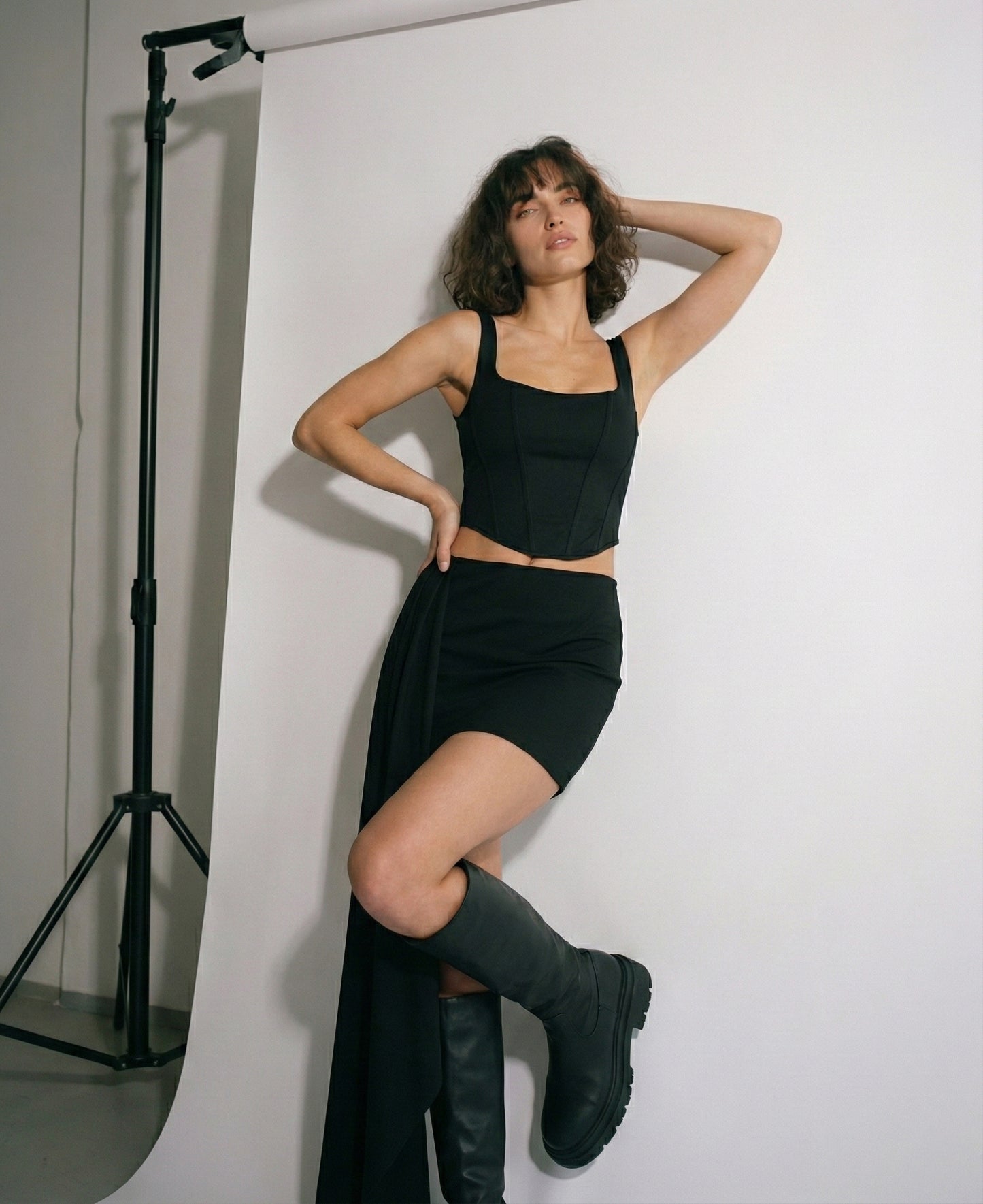 Siyah özel tasarım midi etek - melongeneCo