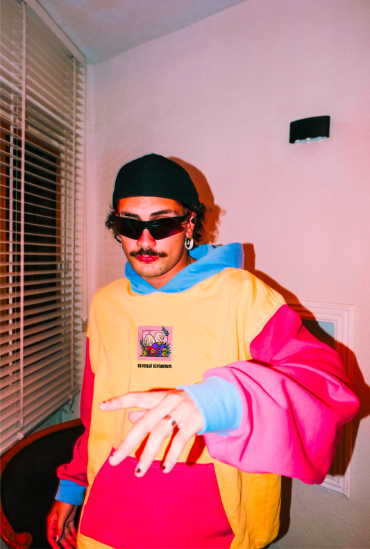 Sevmeyi seviyorum özel tasarım renkli ama sarı oversize hoodie - melongeneCo