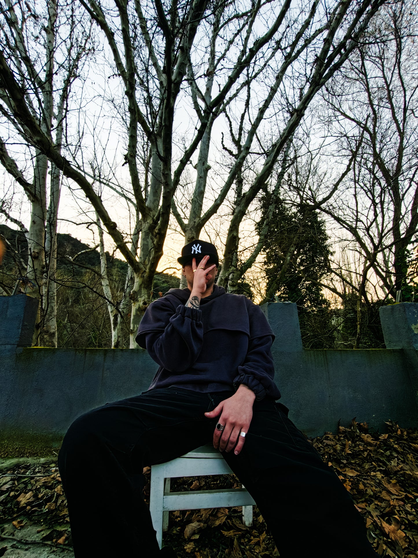 antrasit asimetrik katmanlı hoodie - melongeneCo