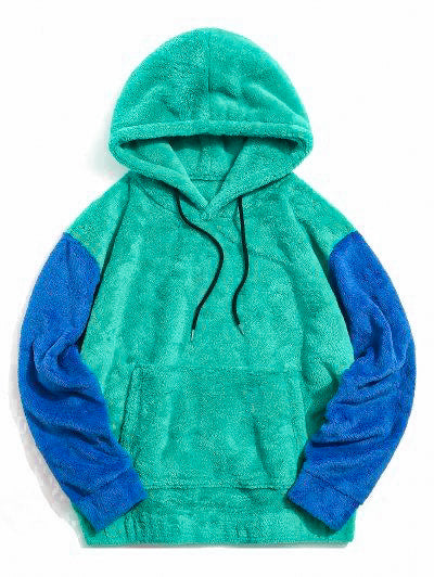 Mint green & blue welsoft fluffy hoodie - melongeneCo