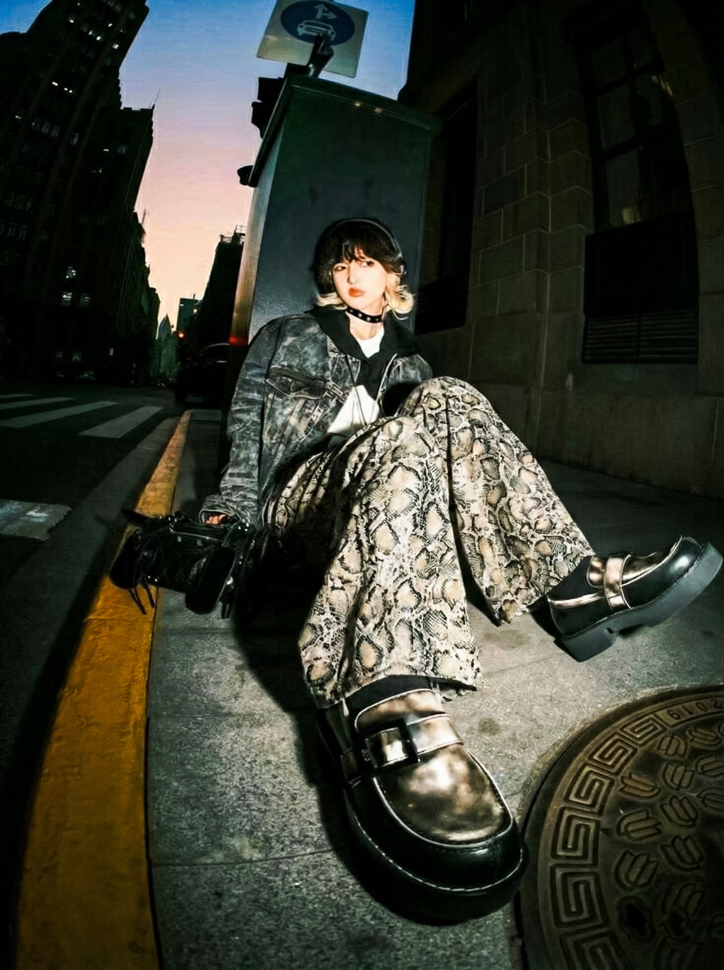 Leopar desen ince geniş paça pantolon - melongeneCo