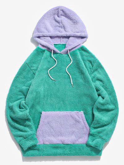 Mint green & Lila welsoft fluffy hoodie - melongeneCo