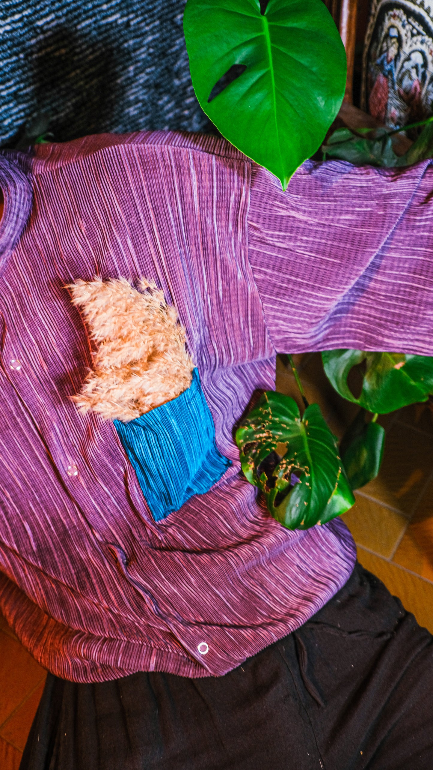 Purplegreen piliseli gömlek - melongeneCo