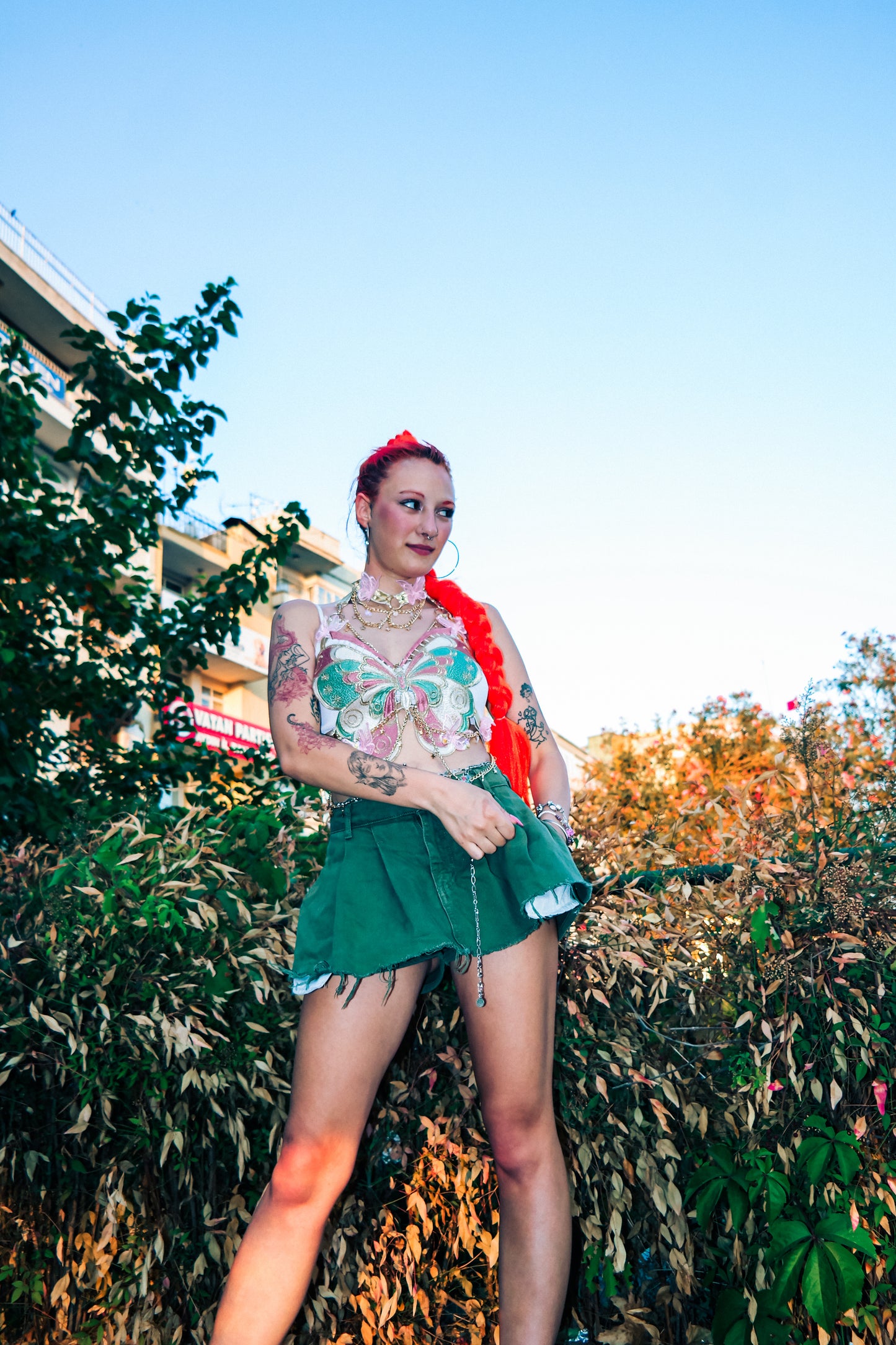 Nakış kelebek peri crop top - melongeneCo