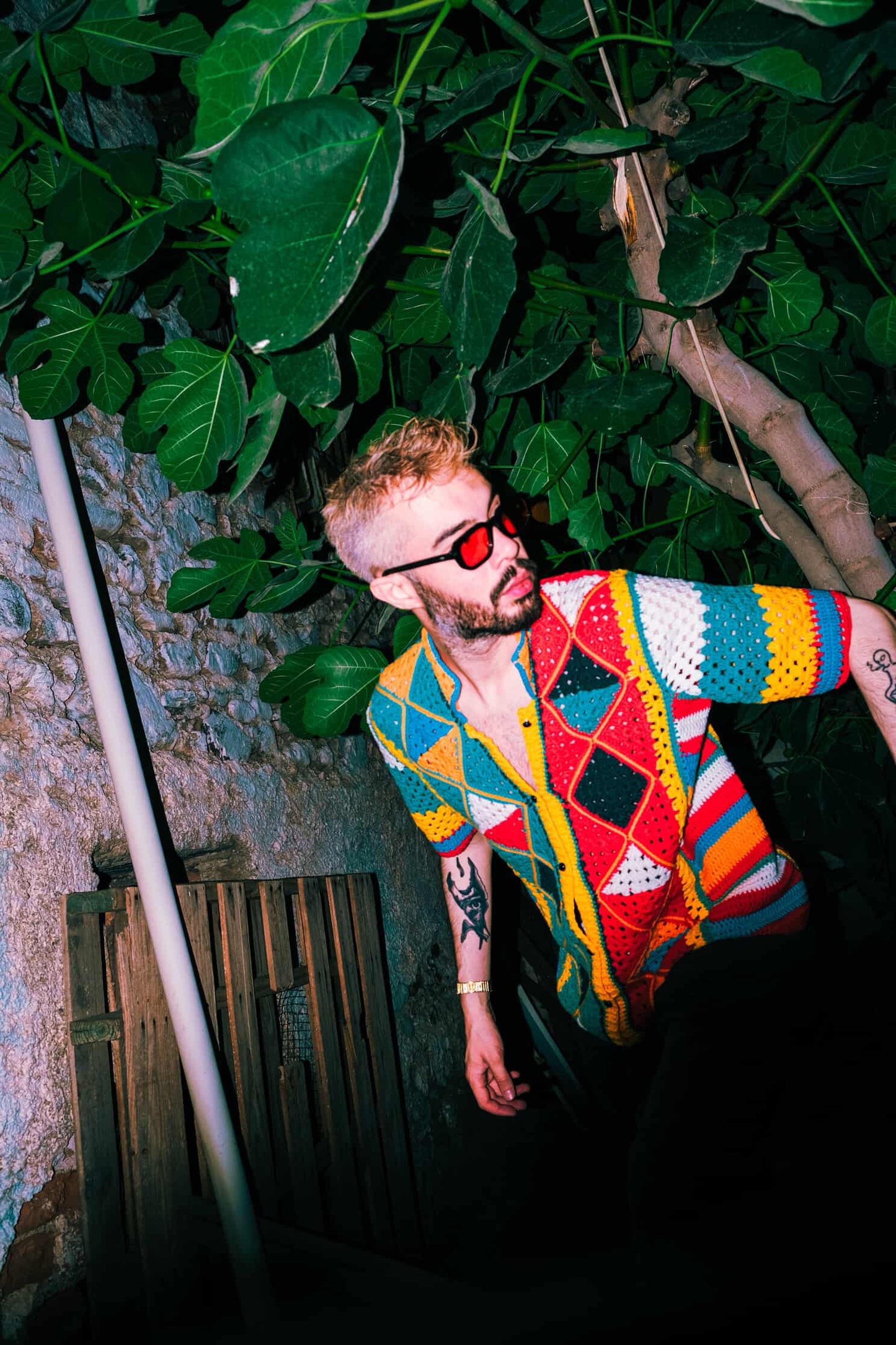 Örgü colorful but desenli gömlek - melongeneCo