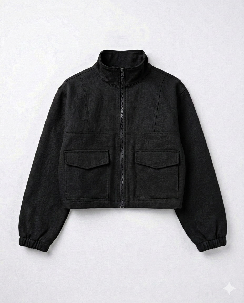 Uzun yaka siyah keten oversize midi ceket - melongeneCo